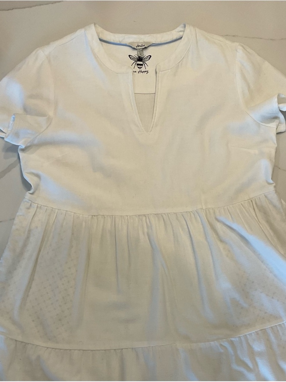JOULES White Short-Sleeve Tiered Dress
